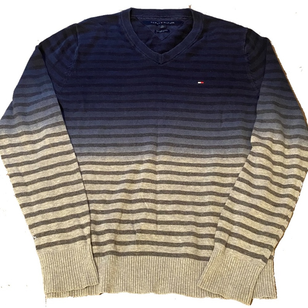 Tommy Hilfiger Blue/Gray Fading Striped Sweater